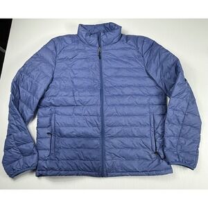 HeatKeep Puffer Jacket‎ Lightweight Full Zip Padded Coat Blue L w stains